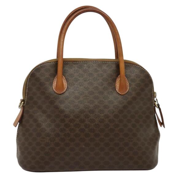 CELINE Macadam Canvas Hand Bag Pvc Leather Brown Gold - Picture 3 of 12